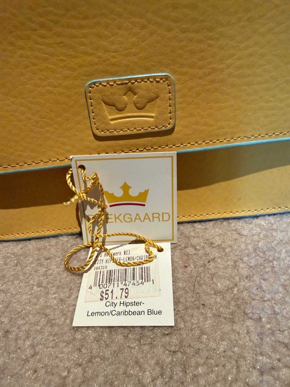 BRAND NEW Baekgaard Yellow Leather City Hipster Crossbody. Lemon/Caribbean Blue - Picture 9 of 9